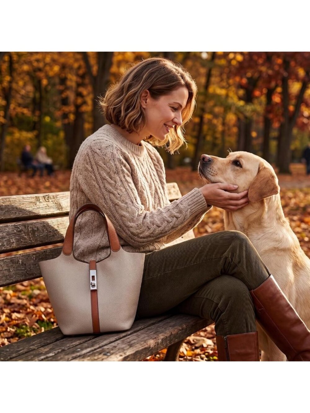 Stylish Vegan Leather Tote Bag for Women - Top Handle Satchel Purse for Work - Picture 7 of 8